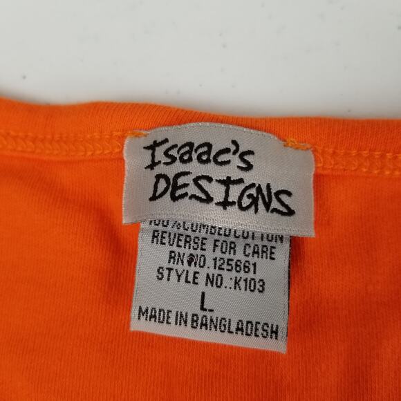 Isaac's Designs Orange Rhinestone Motorcycles Soft Lovely Size Large - Picture 4 of 4